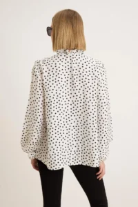 TRENDYOLMİLLA WHITE Polka Dot Ruffle Detailed Weaving Shirt - Image 8