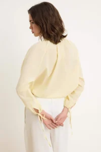 TRENDYOLMİLLA Light YELLOW Soft Feeling Shirred Cotton Shirt - Image 4