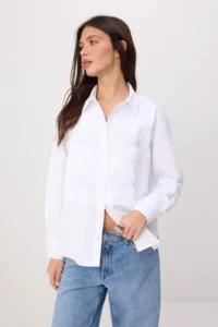 TRENDYOLMİLLA WHITE Rib Detailed Shirt - Image 3