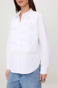 TRENDYOLMİLLA WHITE Rib Detailed Shirt - Image 4
