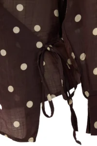 TRENDYOLMİLLA Brown Polka Dot Summer tied up Transparan Shirt - Image 3