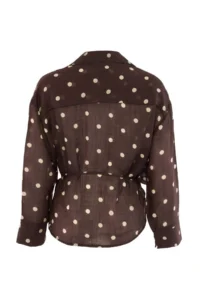 TRENDYOLMİLLA Brown Polka Dot Summer tied up Transparan Shirt - Image 4