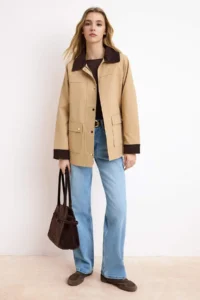 TRENDYOLMİLLA Mink Regular Kontrast Detailed Midi Coat - Image 2