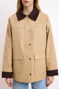 TRENDYOLMİLLA Mink Regular Kontrast Detailed Midi Coat - Image 3
