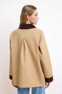 TRENDYOLMİLLA Mink Regular Kontrast Detailed Midi Coat - Image 4