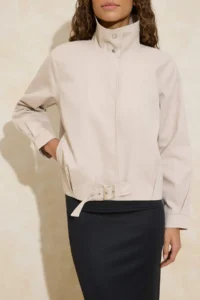 TRENDYOLMİLLA Stone Regular Pattern Belt Detailed Gabardine Jacket Coat - Image 2