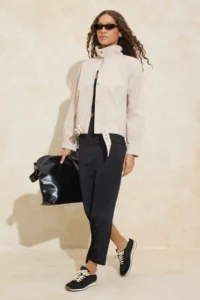 TRENDYOLMİLLA Stone Regular Pattern Belt Detailed Gabardine Jacket Coat - Image 4