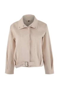 TRENDYOLMİLLA Stone Regular Pattern Belt Detailed Gabardine Jacket Coat - Image 6
