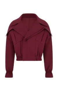 TRENDYOLMİLLA Burgundy Oversized Pattern Pocket Detail Bomber Jacket Jacket Coat - Image 5