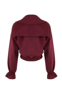 TRENDYOLMİLLA Burgundy Oversized Pattern Pocket Detail Bomber Jacket Jacket Coat - Image 7