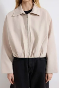 TRENDYOLMİLLA Mink Shirt Collar Oversized Bomber Jacket Jacket Coat - Image 3