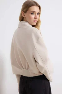 TRENDYOLMİLLA Mink Shirt Collar Oversized Bomber Jacket Jacket Coat - Image 4