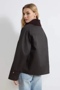 TRENDYOLMİLLA Brown Regular Pattern Patterned Lined Coat - Image 5