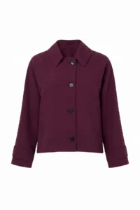 TRENDYOLMİLLA Plum Patterned Lined Soft Touch Oversized Short Coat - Image 6