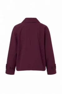 TRENDYOLMİLLA Plum Patterned Lined Soft Touch Oversized Short Coat - Image 8
