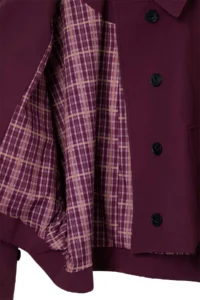 TRENDYOLMİLLA Plum Patterned Lined Soft Touch Oversized Short Coat - Image 9