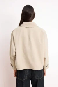 TRENDYOLMİLLA Stone Patterned Lined Soft Touch Oversized Short Coat - Image 5