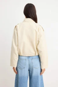 TRENDYOLMİLLA Beige Shirt Collar Oversized Bomber Jacket Coat - Image 4