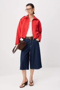 TRENDYOLMİLLA Red Shirt Collar Oversized Bomber Jacket Coat - Image 6