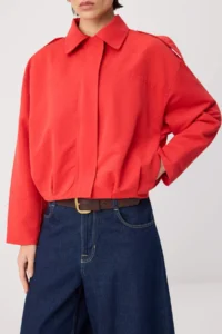TRENDYOLMİLLA Red Shirt Collar Oversized Bomber Jacket Coat - Image 7