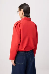 TRENDYOLMİLLA Red Shirt Collar Oversized Bomber Jacket Coat - Image 8