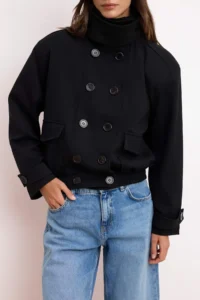 TRENDYOLMİLLA Black Oversized Pattern padded Thin Coat - Image 3