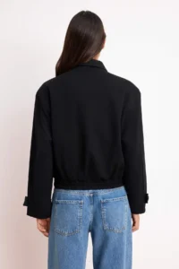 TRENDYOLMİLLA Black Oversized Pattern padded Thin Coat - Image 4
