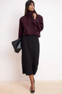 TRENDYOLMİLLA Burgundy Oversized Pattern padded Thin Coat