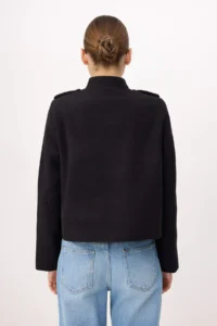 TRENDYOLMİLLA Black Fitted Pattern Napolyon Bowl Coat - Image 4