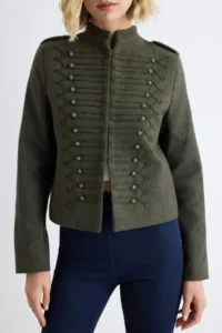 TRENDYOLMİLLA Khaki Fitted Pattern Napolyon Bowl Coat - Image 4
