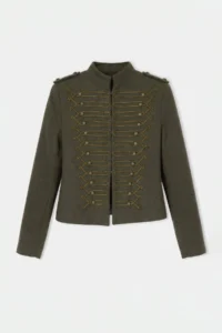 TRENDYOLMİLLA Khaki Fitted Pattern Napolyon Bowl Coat - Image 6