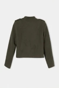 TRENDYOLMİLLA Khaki Fitted Pattern Napolyon Bowl Coat - Image 8