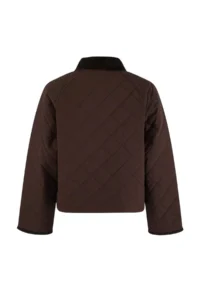 TRENDYOLMİLLA Brown Quilted Velvet Collar Regular Coat - Image 7