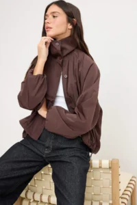 TRENDYOLMİLLA Brown Regular Bomber Jacket Coat