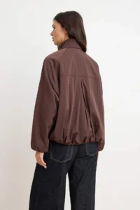 TRENDYOLMİLLA Brown Regular Bomber Jacket Coat - Image 4