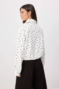 TRENDYOLMİLLA Ecru Brown Polka Dot Cotton Oversized Coat - Image 4