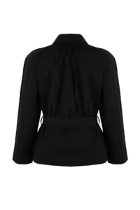 TRENDYOLMİLLA Black Oversized Belted Short Trench Coat - Image 8