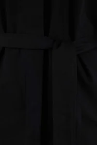 TRENDYOLMİLLA Black Oversized Belted Short Trench Coat - Image 9