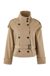 TRENDYOLMİLLA Beige Regular High Neck Arched Short Trench Coat - Image 6