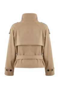 TRENDYOLMİLLA Beige Regular High Neck Arched Short Trench Coat - Image 7