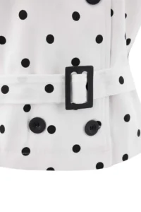 TRENDYOLMİLLA Multicolored Polka Dot Regular High Neck Arched Gabardine Short Trench Coat - Image 10