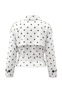 TRENDYOLMİLLA Multicolored Polka Dot Regular High Neck Arched Gabardine Short Trench Coat - Image 7
