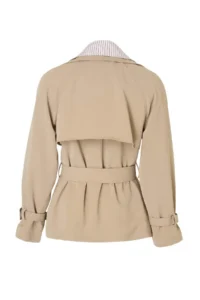 TRENDYOLMİLLA Beige Striped Astar Detailed Double breasted Kapama Midi Trench Coat - Image 8