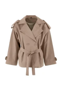TRENDYOLMİLLA Mink Soft Touch Arched Oversized Double Breasted Covering Midi Trench Coat - Image 5