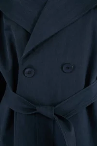 TRENDYOLMİLLA NAVY BLUE Soft Touch Arched Oversized Double breasted Closure Midi Trench Coat - Image 7