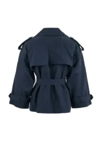 TRENDYOLMİLLA NAVY BLUE Soft Touch Arched Oversized Double breasted Closure Midi Trench Coat - Image 8