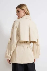 TRENDYOLMİLLA Stone Oversized Arched Double breasted Kapama Midi Trench Coat - Image 4