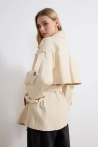 TRENDYOLMİLLA Stone Oversized Arched Double breasted Kapama Midi Trench Coat - Image 5