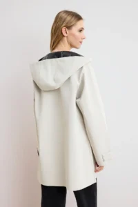 TRENDYOLMİLLA Ecru Oversized Hooded LONG Raincoat & Windbreaker - Image 5