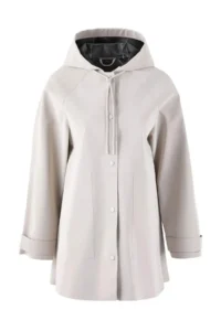 TRENDYOLMİLLA Ecru Oversized Hooded LONG Raincoat & Windbreaker - Image 6